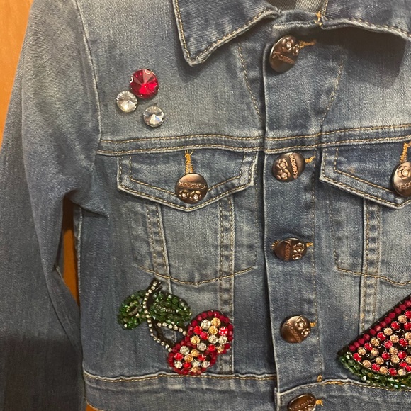 Pamilla L Girl Cropped Embellished Denim Jacket - Picture 3 of 5